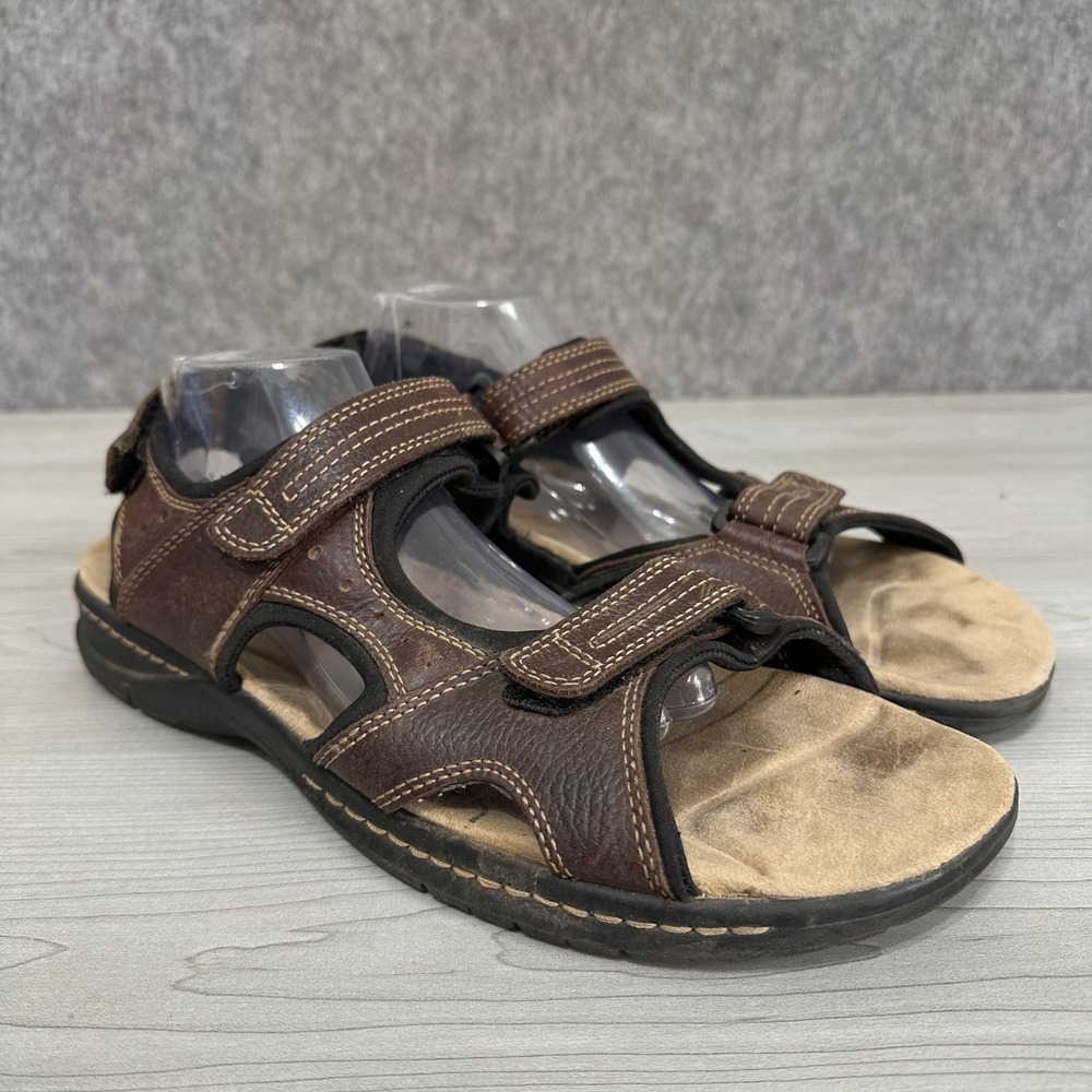Dockers Newpage Sandals Mens 13 Brown Leather‎ Strappy Comfort Walking Outdoor